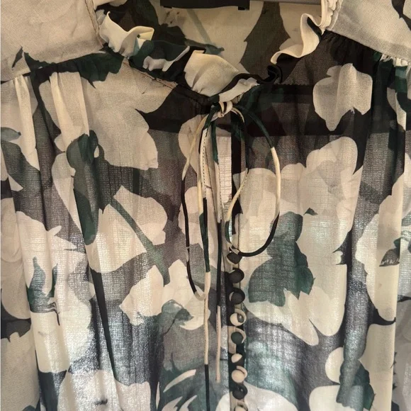 The Kooples Black and White Floral Blouse - Picture 3 of 3